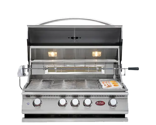 Cal Flame - BBQ Built In Grills P-Series 4 BURNER with Lights, Rotisserie & Back Burner - BBQ19P04 - Agent BBQ