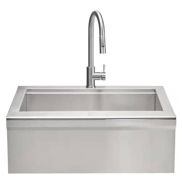 Coyote 30" Stainless Steel Farmhouse Sink With Drain, Faucet, Strainer & Cover - C3FHSINK Coyote Outdoor Living