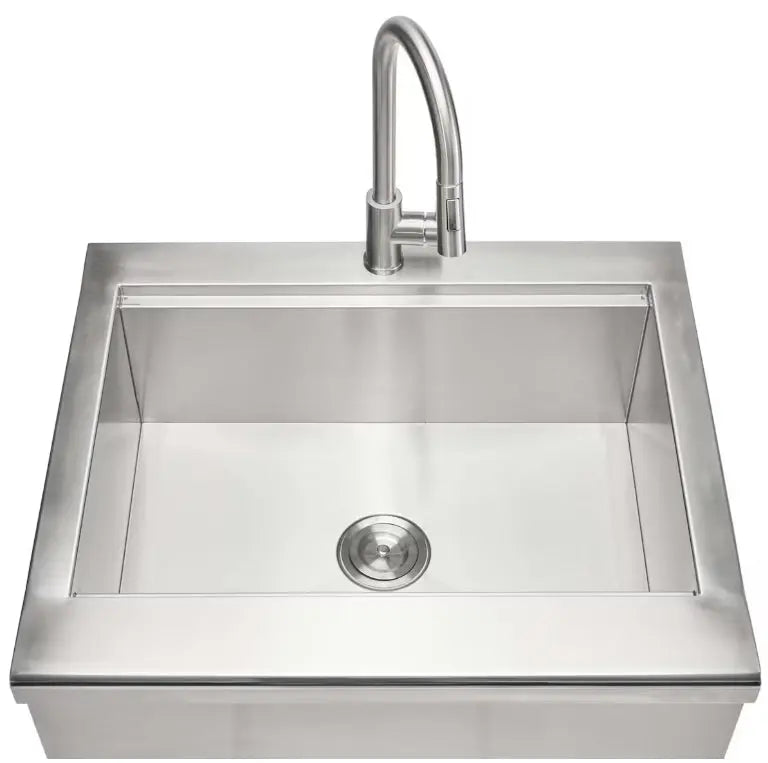 Coyote 30" Stainless Steel Farmhouse Sink With Drain, Faucet, Strainer & Cover - C3FHSINK Coyote Outdoor Living