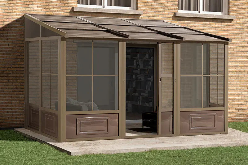 Gazebo Penguin - Florence Sand Wall Mounted Solarium with Metal Roof Gazebo Penguin