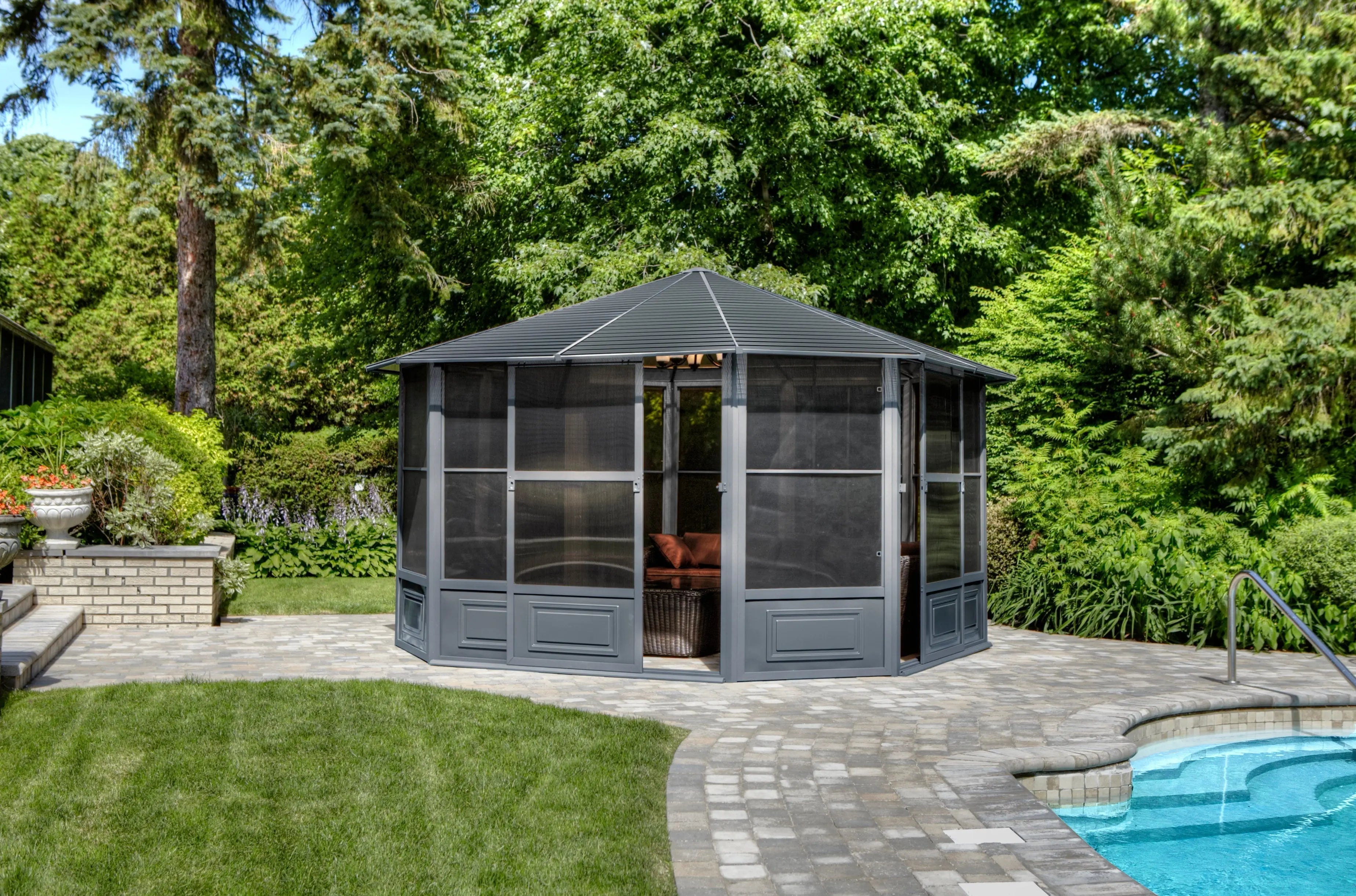 Gazebo Penguin - Florence Slate Solarium with Metal Roof Gazebo Penguin