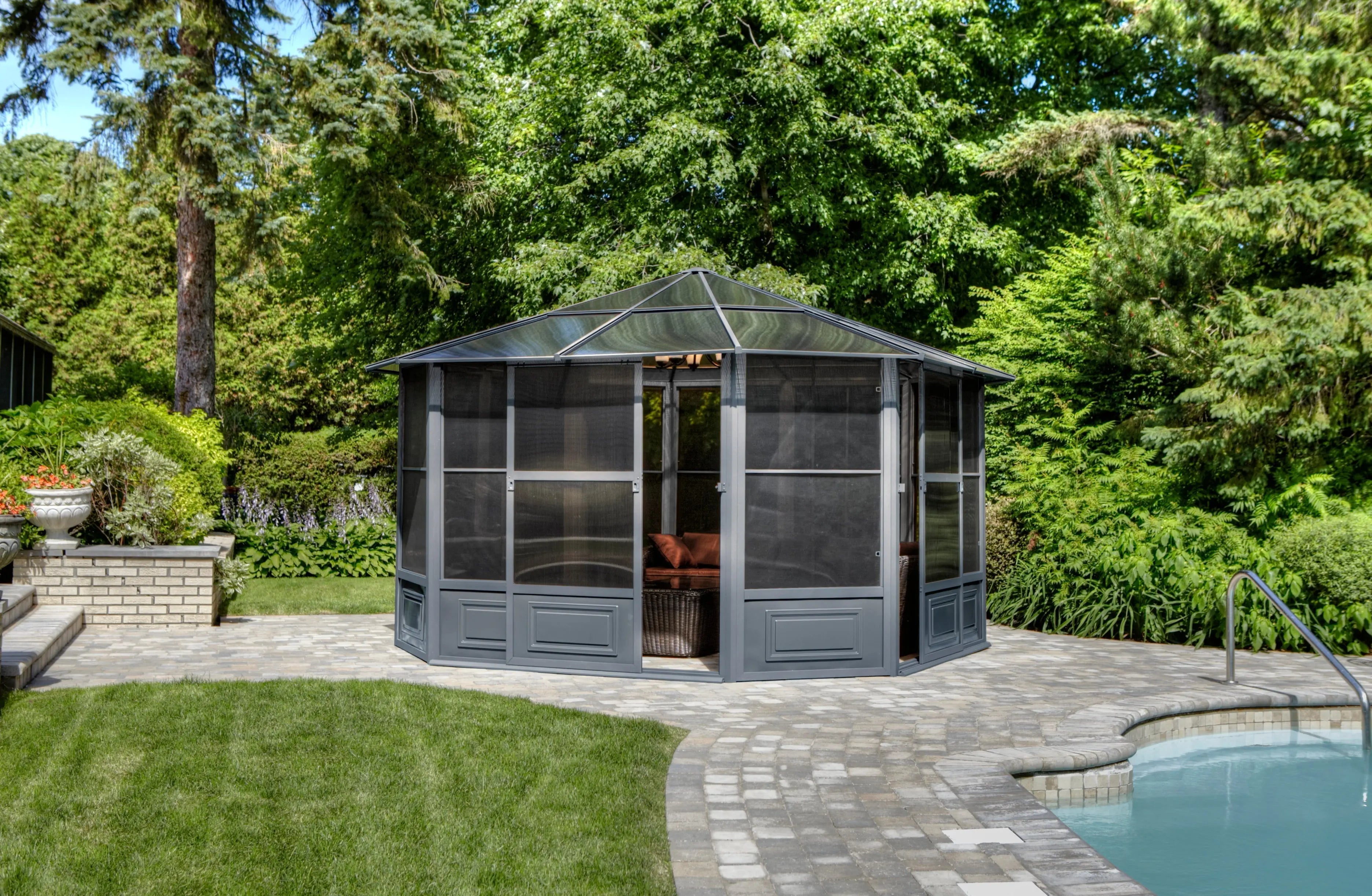 Gazebo Penguin - Florence Slate Solarium with Polycarbonate Roof Gazebo Penguin