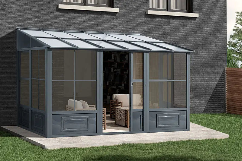 Gazebo Penguin - Florence Slate Wall Mounted Solarium Polycarbonate Roof Gazebo Penguin