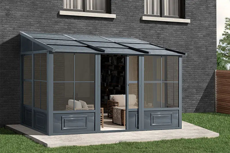 Gazebo Penguin - Florence Slate Wall Mounted Solarium with Metal Roof Gazebo Penguin
