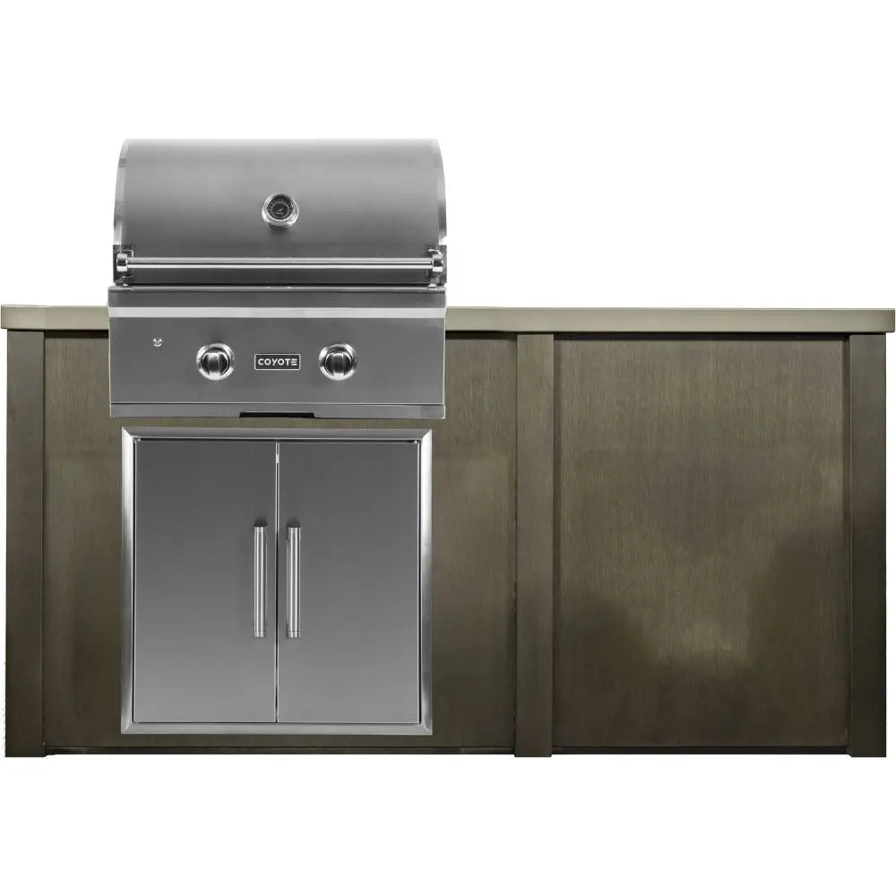 Haven 5.5 Ft. Outdoor Kitchen Island with Coyote Plain Panel, 28-Inch Gas Grill & Double Access Doors Haven Outdoor