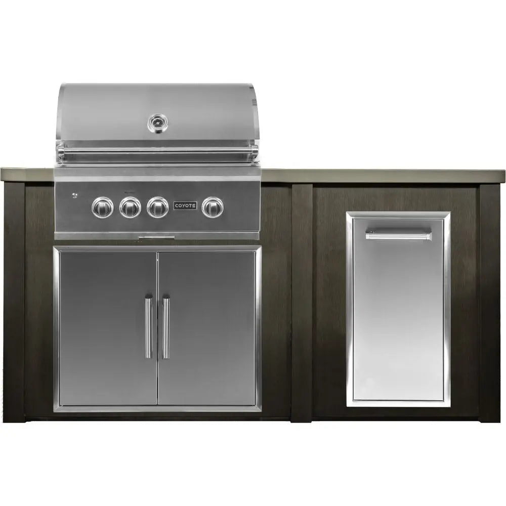 Haven 6 Ft. Outdoor Kitchen Island with Coyote Trash Center, 30-Inch S-Series Gas Grill & Double Access Door Haven Outdoor