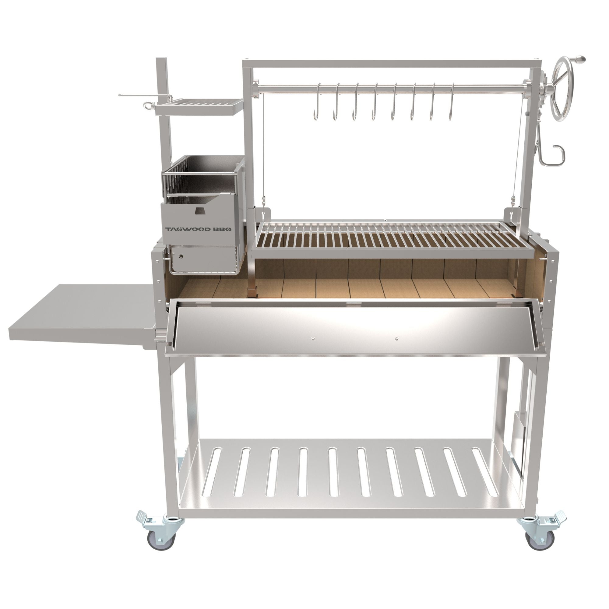Tagwood BBQ03SS Freestanding Santa Maria Argentine Grill With 6" Casters