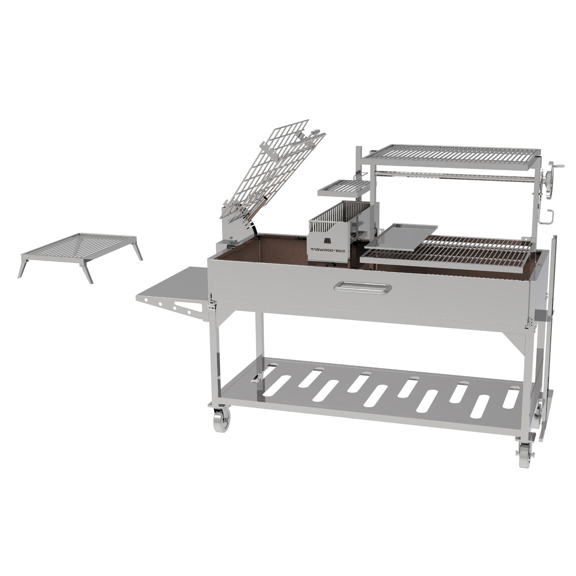 Tagwood BBQ26SS Argentine Wood Fire & Charcoal Freestanding Grill