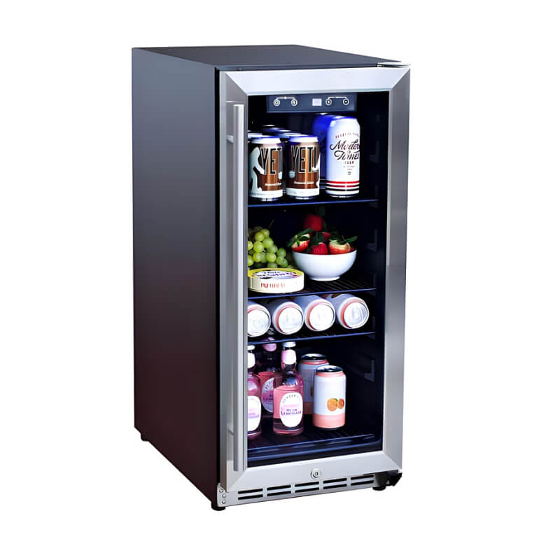 TrueFlame 15 Inch 3.2 Cu. Ft. Outdoor Refrigerator With Glass Door - AMD-RFR-15G
