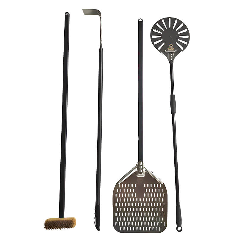 WPPO Pro Aluminum 4 Piece Wood-Fired Pizza Oven Utensil Kit - WKPA-01