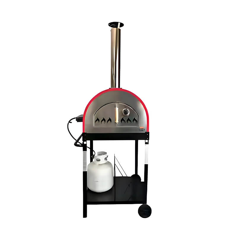 WPPO Traditional Red 25-Inch Dual Fueled Pizza Oven With Gas Attachment - WKE-04WG-RED