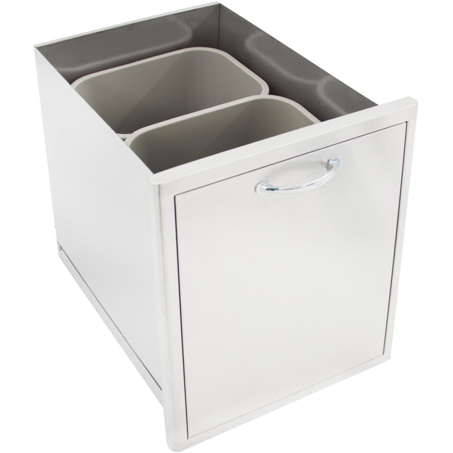 Blaze 20" Roll - Out Double Trash / Recycling Bin in Stainless Steel Finish (BLZ - TREC - DRW - H) - by Blaze Grills | Buy at Agent BBQ