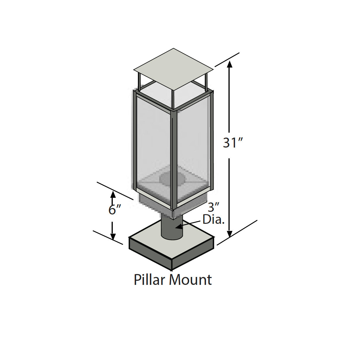 Tempest Torch Decorative Outdoor Pillar Mount - 3" x 11" - Allows installation on raised pillar or pedestal.94800826