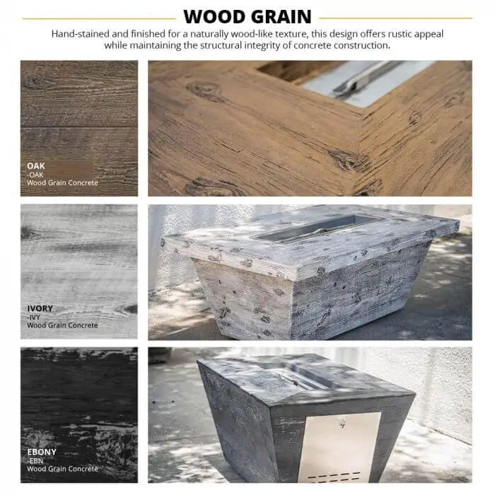 24" Cazo Fire Bowl- Wood Grain Concrete- OPT-24RWGFO The Outdoor Plus