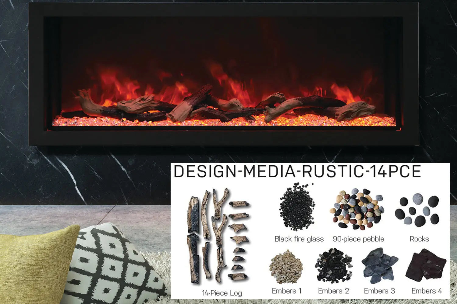 Amantii Panorama 50-inch Built-in Tall & Deep Indoor/Outdoor Linear Electric Fireplace Amantii