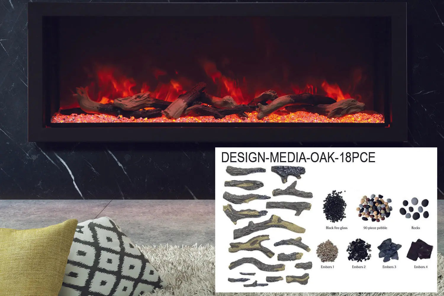 Amantii Panorama 50-inch Built-in Tall & Deep Indoor/Outdoor Linear Electric Fireplace Amantii