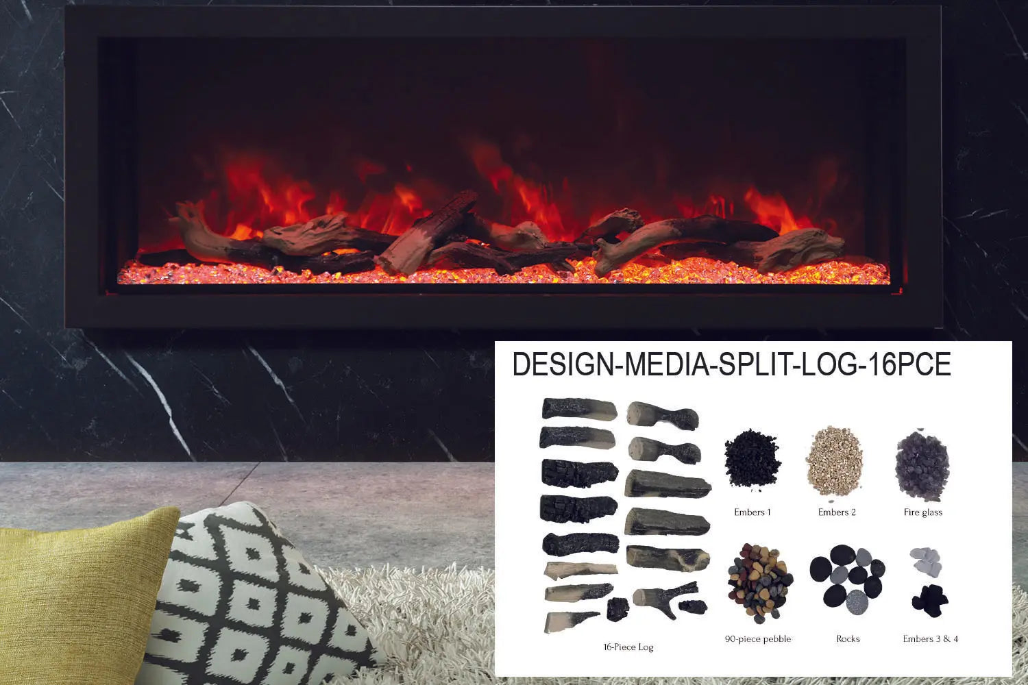 Amantii Panorama 60-inch Built-in Tall & Deep Indoor/Outdoor Linear Electric Fireplace Amantii