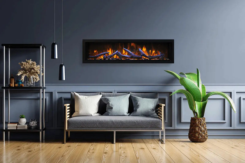 Amantii Panorama 88-inch Built-in Tall & Deep Indoor/Outdoor Linear Electric Fireplace Amantii