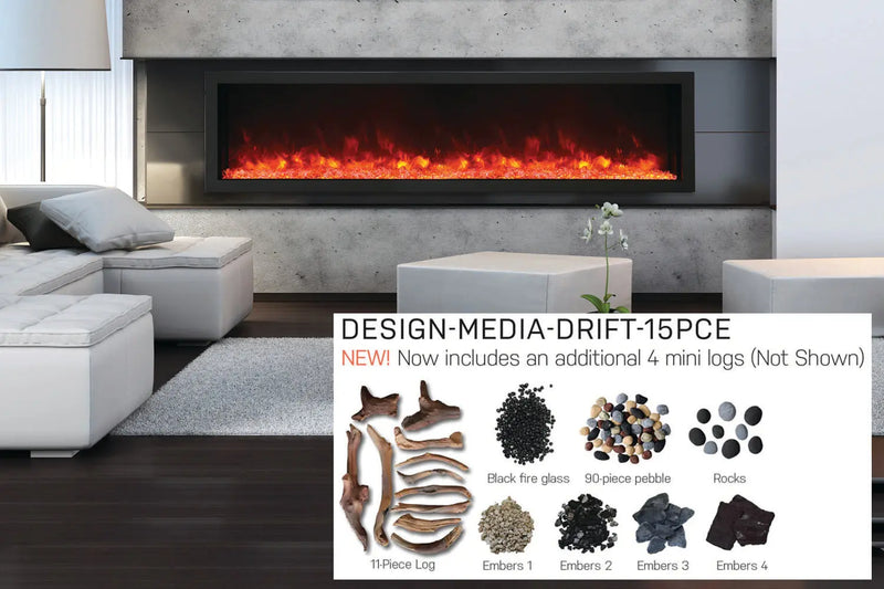 Amantii Panorama 88-inch Built-in Tall & Deep Indoor/Outdoor Linear Electric Fireplace Amantii