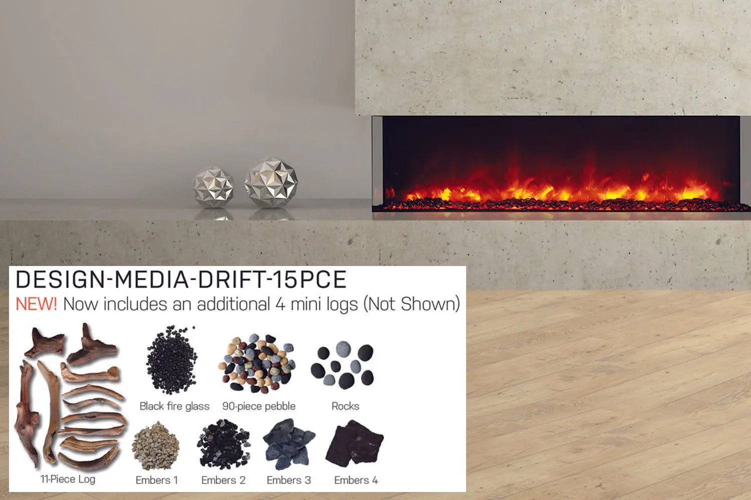 Amantii Panorama Tru View 50-inch 3-Sided View Built In Indoor/Outdoor Electric Fireplace Amantii