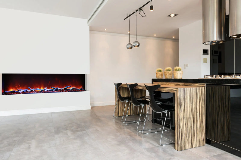 Amantii Panorama Tru View 72-inch 3-Sided View Built In Indoor/Outdoor Electric Fireplace Amantii