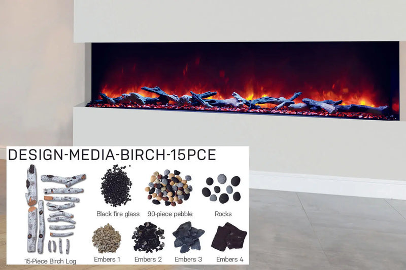 Amantii Panorama Tru View 72-inch 3-Sided View Built In Indoor/Outdoor Electric Fireplace Amantii