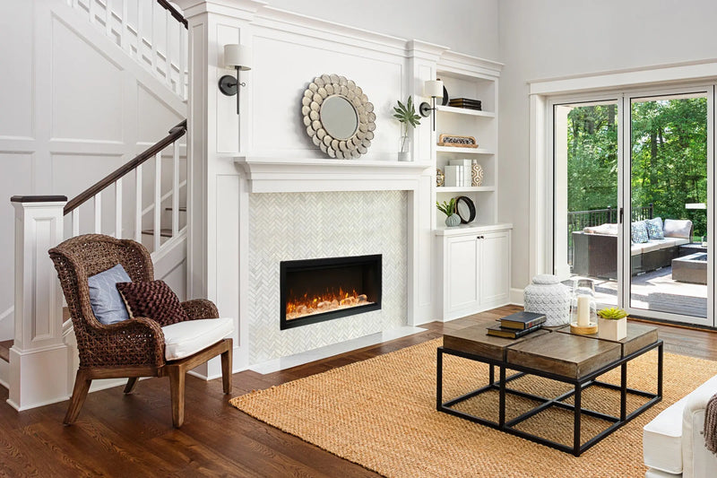 Amantii Symmetry 34'' Extra Tall & Deep Recessed Linear Indoor/Outdoor Electric Fireplace Amantii