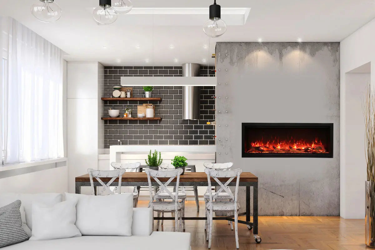 Amantii Symmetry 50'' Extra Tall & Deep Recessed Linear Indoor/Outdoor Electric Fireplace Amantii