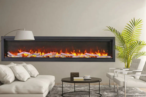 Amantii Symmetry Bespoke 100'' Wall Mount / Recessed Linear Indoor/Outdoor Electric Fireplace Amantii