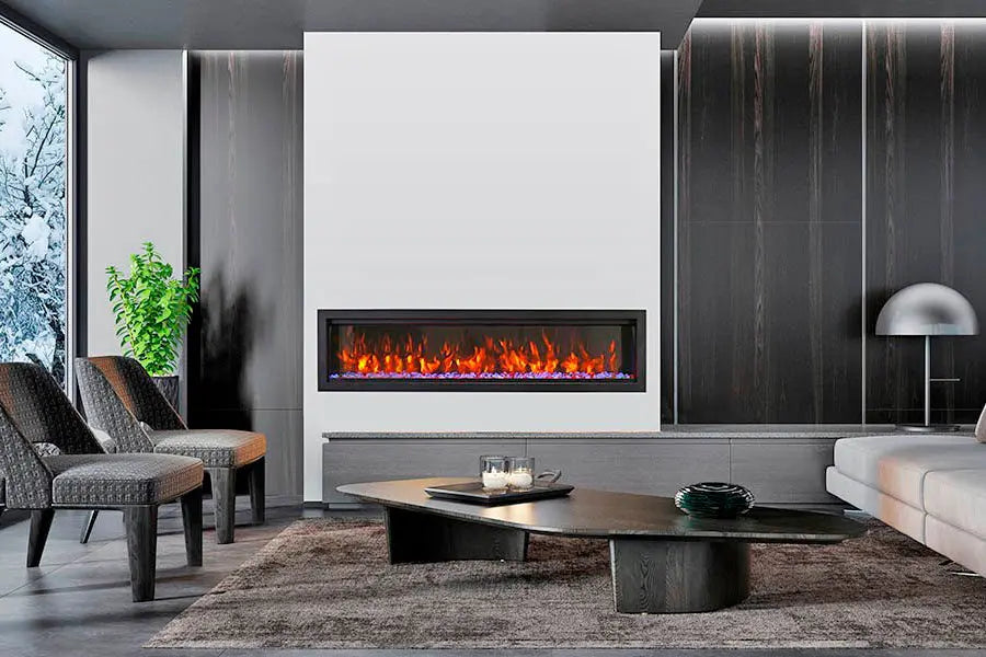 Amantii Symmetry Bespoke 100'' Wall Mount / Recessed Linear Indoor/Outdoor Electric Fireplace Amantii