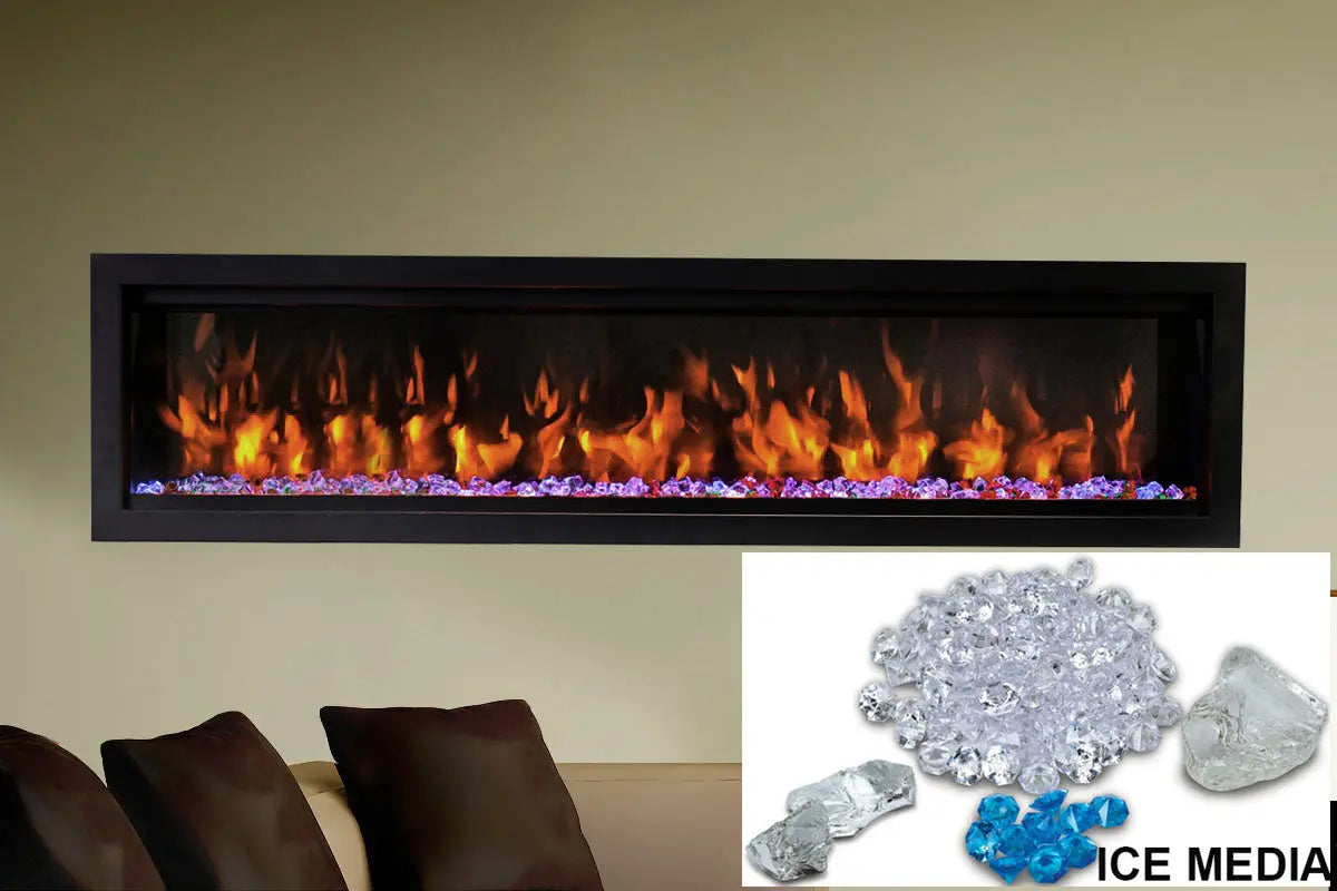 Amantii Symmetry Bespoke 100'' Wall Mount / Recessed Linear Indoor/Outdoor Electric Fireplace Amantii