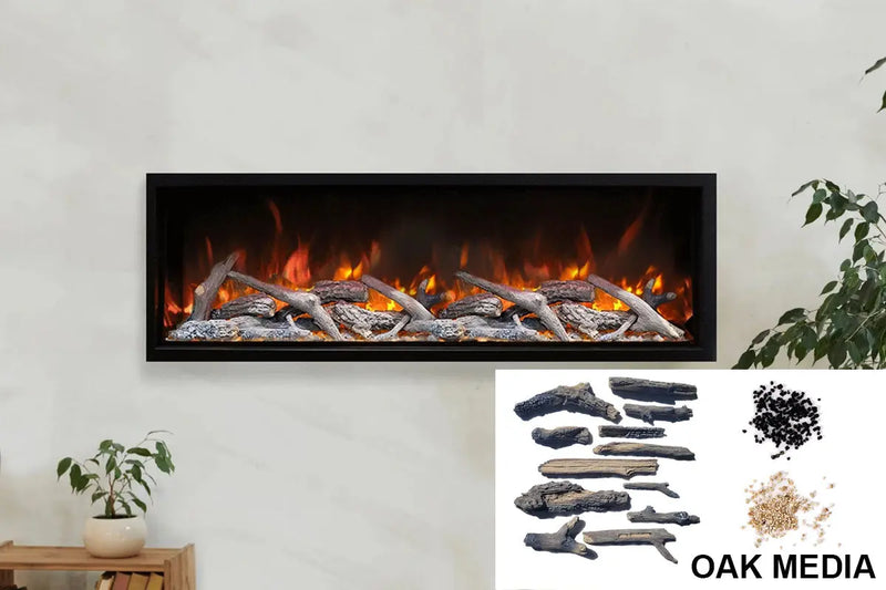 Amantii Symmetry Bespoke 100'' Wall Mount / Recessed Linear Indoor/Outdoor Electric Fireplace Amantii