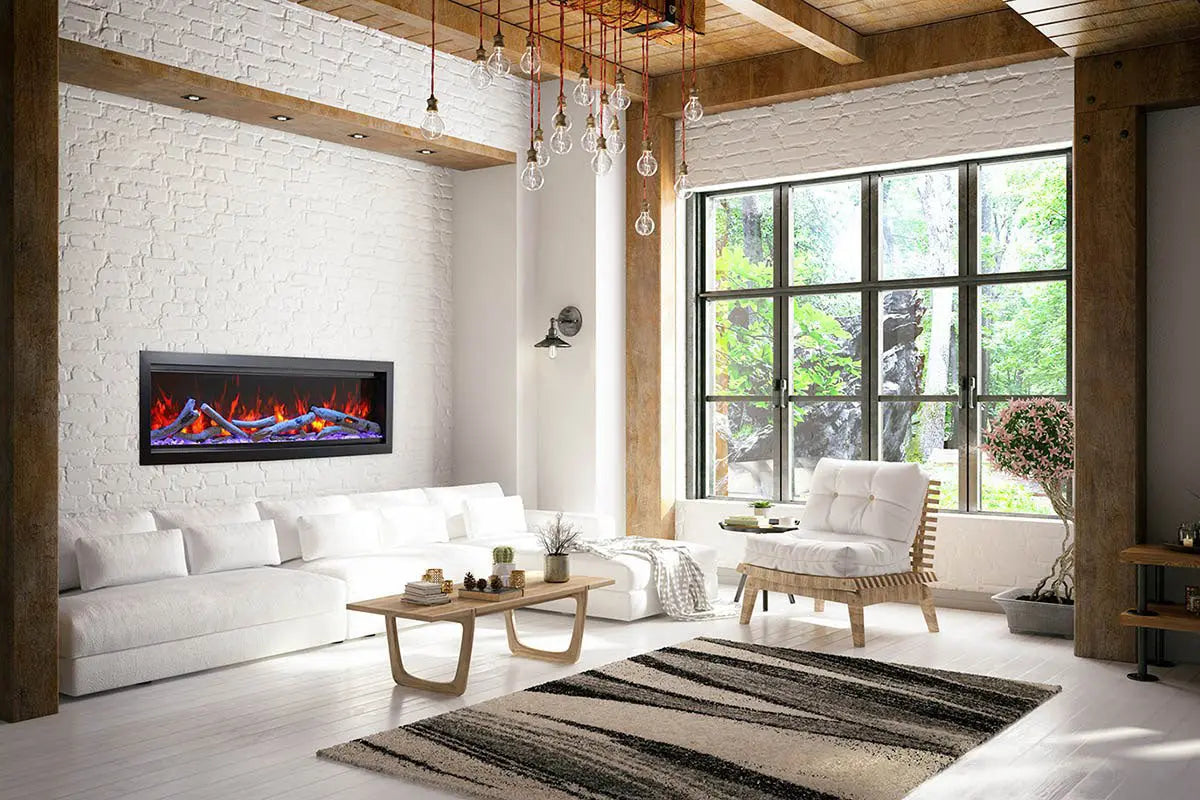 Amantii Symmetry Bespoke 34'' Wall Mount / Recessed Linear Indoor/Outdoor Electric Fireplace Amantii
