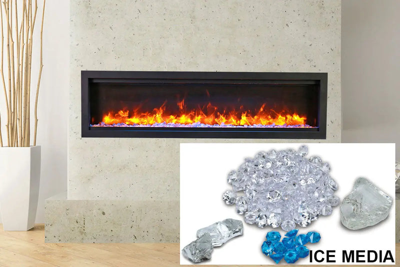Amantii Symmetry Bespoke 60'' Wall Mount / Recessed Linear Indoor/Outdoor Electric Fireplace Amantii