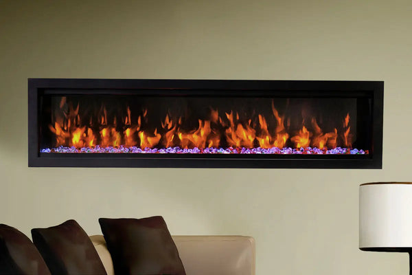 Amantii Symmetry Bespoke 74'' Wall Mount / Recessed Linear Indoor/Outdoor Electric Fireplace Amantii