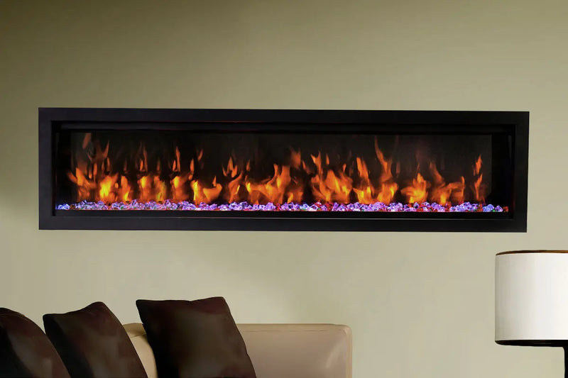 Amantii Symmetry Bespoke 74'' Wall Mount / Recessed Linear Indoor/Outdoor Electric Fireplace Amantii
