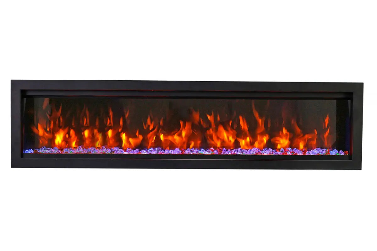 Amantii Symmetry Bespoke 74'' Wall Mount / Recessed Linear Indoor/Outdoor Electric Fireplace Amantii