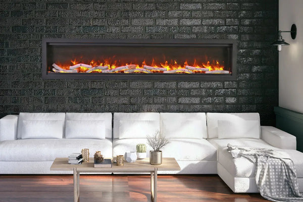 Amantii Symmetry Bespoke 88'' Wall Mount / Recessed Linear Indoor/Outdoor Electric Fireplace Amantii