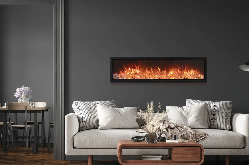Amantii Symmetry Bespoke 88'' Wall Mount / Recessed Linear Indoor/Outdoor Electric Fireplace Amantii