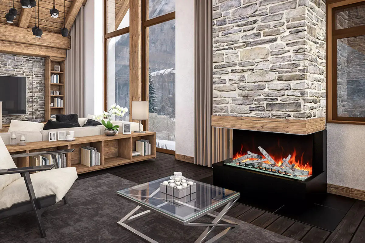 Amantii Tru View Bespoke 85-inch 3-Sided Built In Indoor/Outdoor Electric Fireplace Amantii