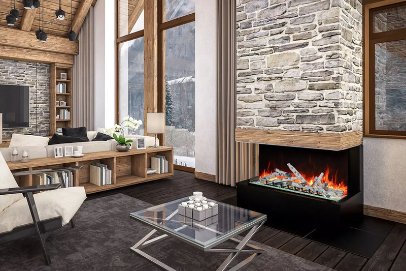 Amantii Tru View Bespoke 85-inch 3-Sided Built In Indoor/Outdoor Electric Fireplace Amantii