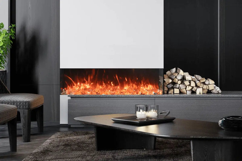 Amantii Tru View Bespoke 85-inch 3-Sided Built In Indoor/Outdoor Electric Fireplace Amantii