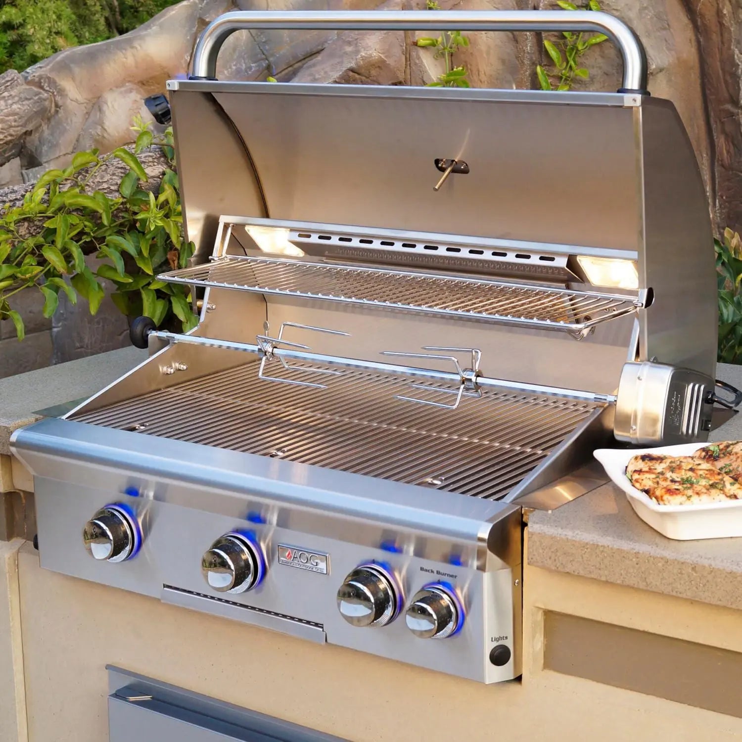 American Outdoor Grill L-Series 30-Inch 3-Burner Built-In Natural Gas Grill With Rotisserie - 30NBL - Agent BBQ