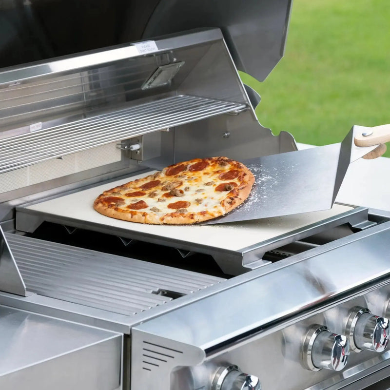 Blaze 15" Professional LUX Ceramic Pizza Stone With Stainless Steel Tray - BLZ-PRO-PZST-2 - Agent BBQ