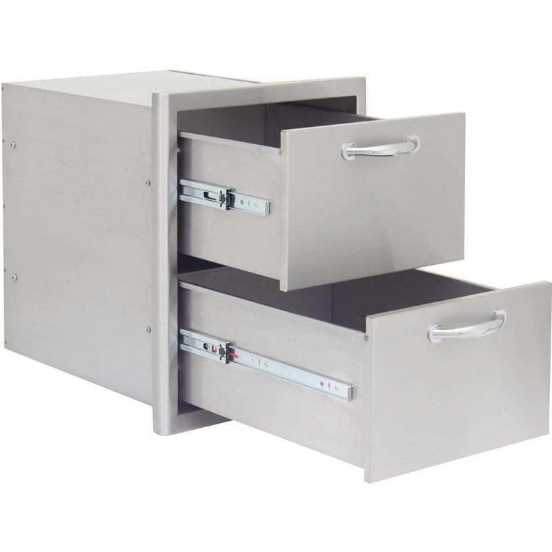 Blaze 16" Double Access Drawer in Stainless Steel finish (BLZ-DRW2-R) - Agent BBQ