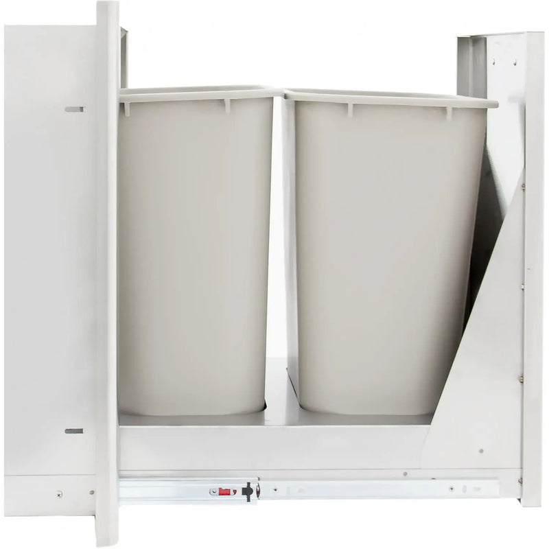 Blaze 20" Roll-Out Double Trash / Recycling Bin in Stainless Steel Finish (BLZ-TREC-DRW) - Agent BBQ