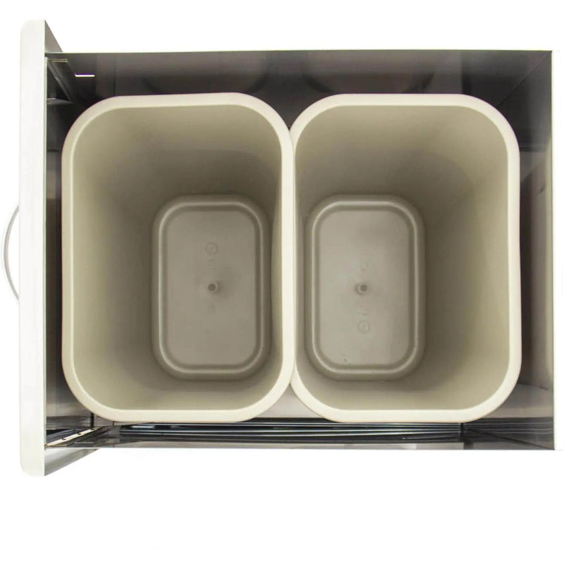 Blaze 20" Roll-Out Double Trash / Recycling Bin in Stainless Steel Finish (BLZ-TREC-DRW) - Agent BBQ