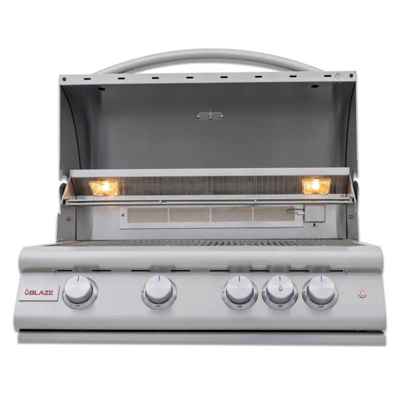Blaze Morning Glow 10-Ft Outdoor Kitchen Island w/ 32-Inch Marine-Grade Premium LTE+ Grill & Refrigerator - Agent BBQ
