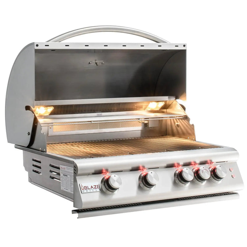 Blaze Premium LTE 32-Inch 4-Burner Built-In Gas Grill With Rear Infrared Burner & Grill Lights - BLZ-4LTE2-NG/LP - Agent BBQ
