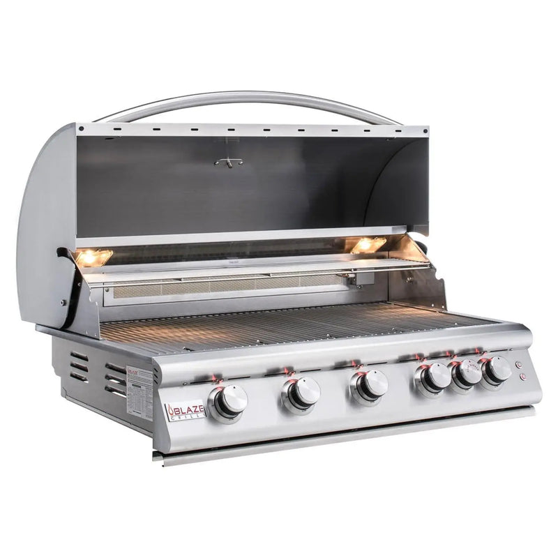 Blaze Premium LTE 40-Inch 5-Burner Built-In Grill With Rear Infrared Burner & Grill Lights - BLZ-5LTE2-NG/LP - Agent BBQ